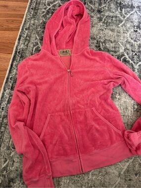 Vintage Juicy Couture Terrycloth Women’s Pink Hooded Zip-Up